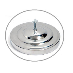 Tray Cover For Round Silver Polished Stainless Steel Tray With Cross-Shaped Handle